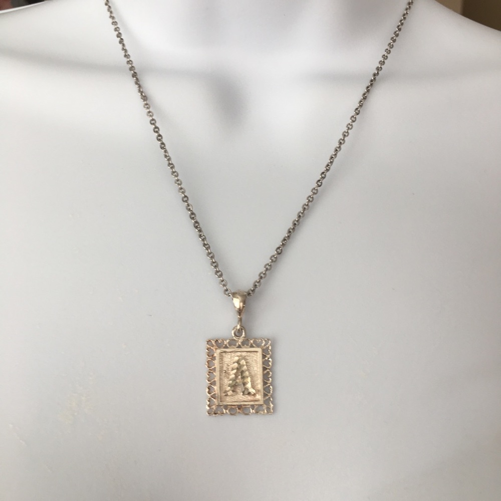 Initial A Solid Sterling Silver Pendant & Silver … - image 2